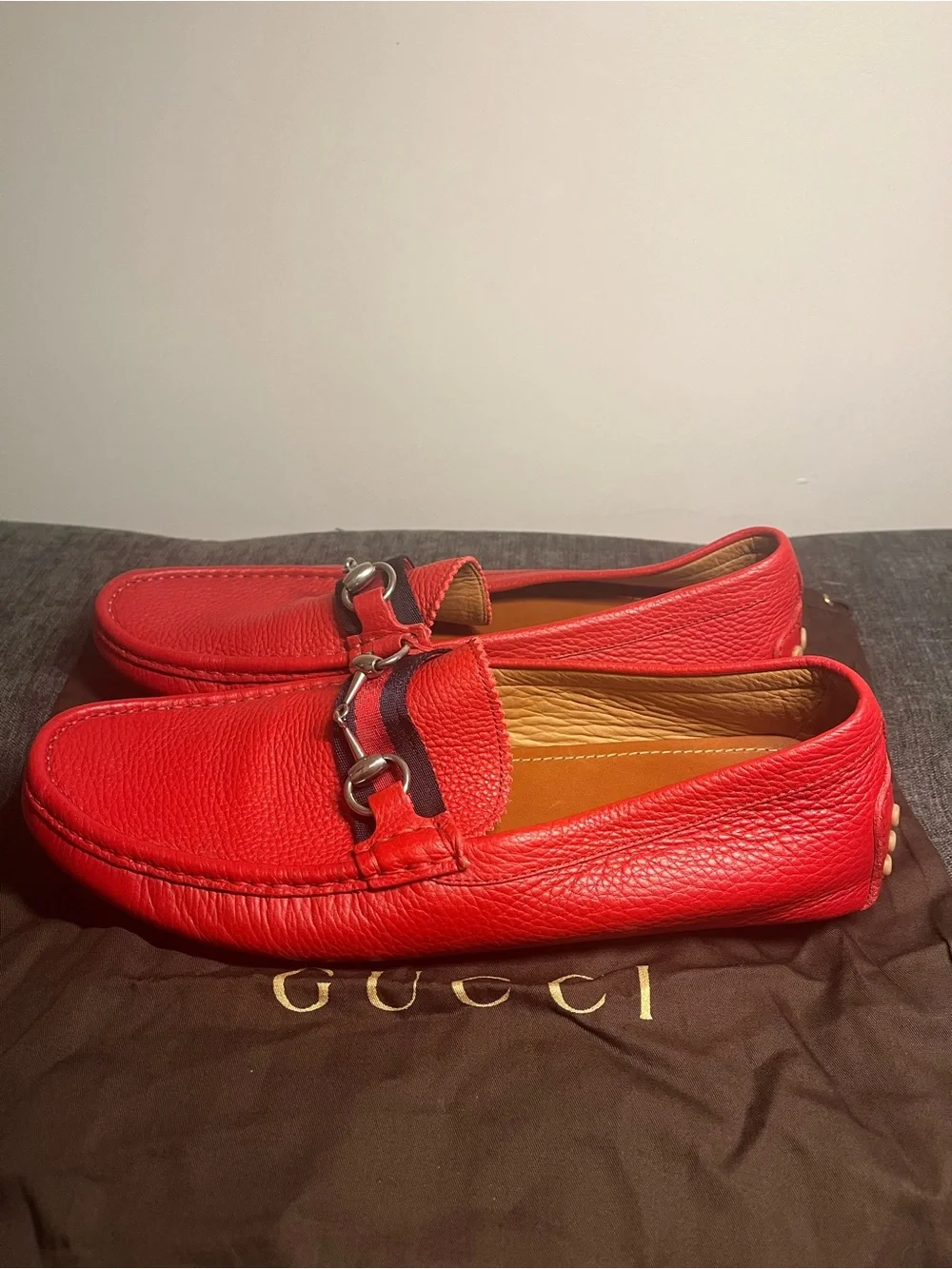 Authentic Gucci Red leather loafers size 9.5 G / 10 US